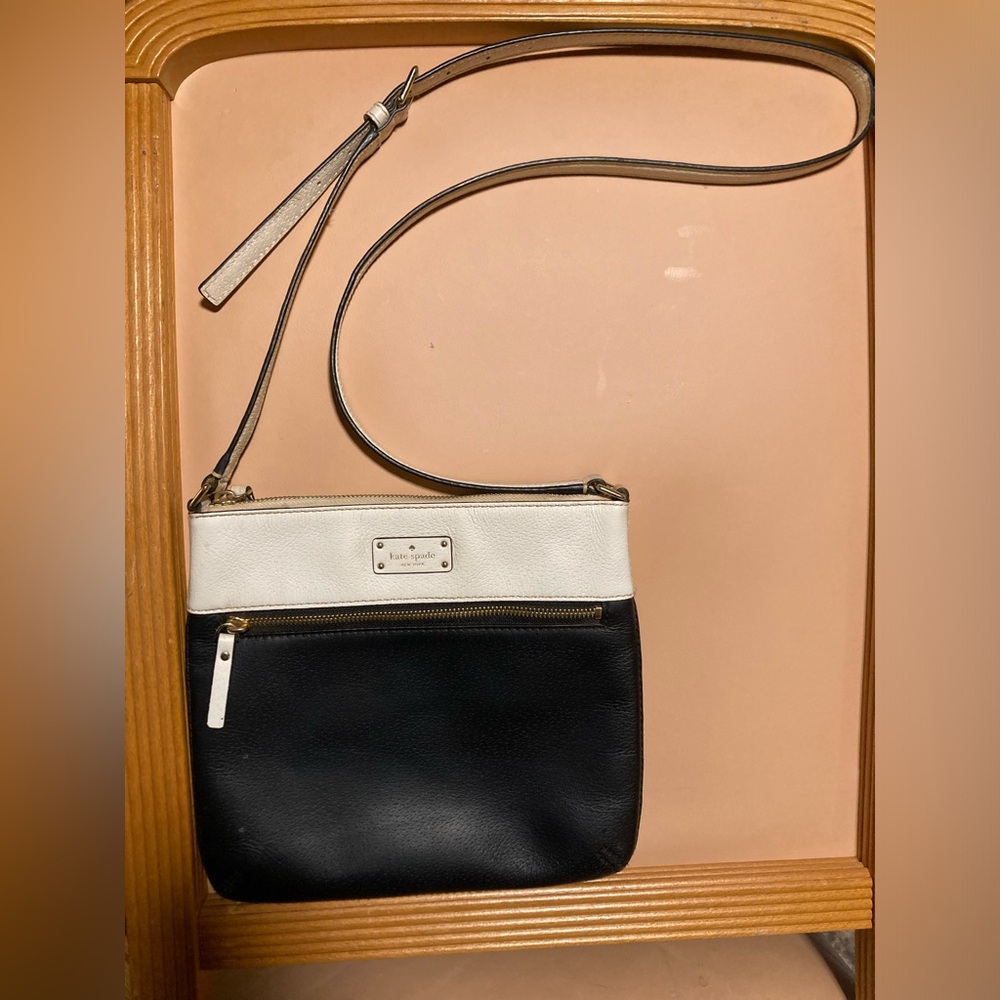 Kate Spade Cream and Black Leather Crossbody Handbag